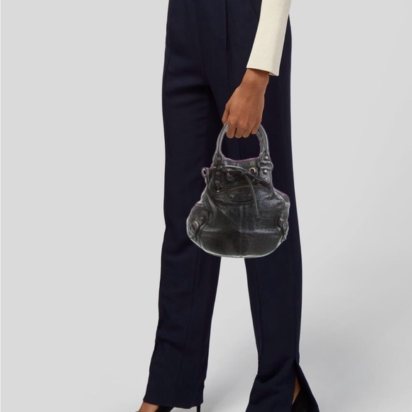 Balenciaga AUTHENTIC Black Mini Motocross Classic Pompon Bag - Picture 4 of 16